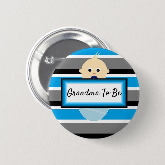 Blue Striped Grandma om Baby shower Button te zijn (Voorkant /achterkant)