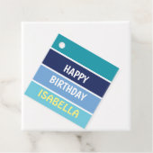 Blue Striped Happy Birthday Bedankjes Labels (In situ)