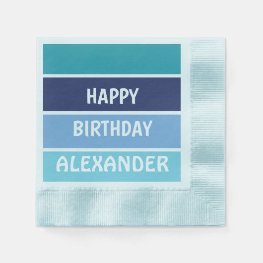 Blue Striped Happy Birthdy Servet (Voorkant)