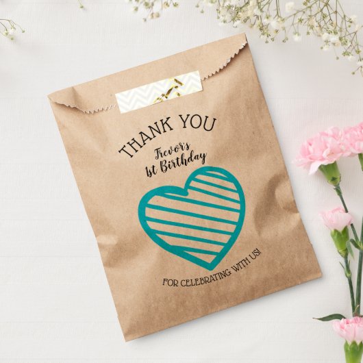 Blue Striped Heart Hartelijk dank Bedankzakje (Gezegeld)