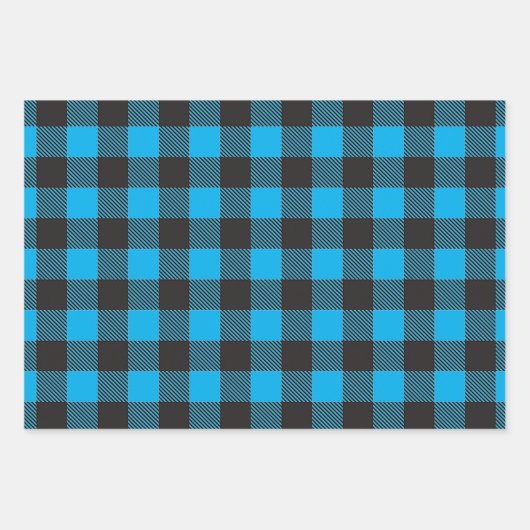 Blue Striped Houndstooth Buffalo Pset Inpakpapier Vel (Voorkant)