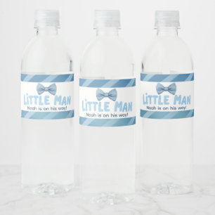 Blue Striped Little Man Baby shower Waterfles Etiket