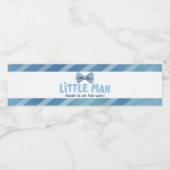 Blue Striped Little Man Baby shower Waterfles Etiket (Enkel label)