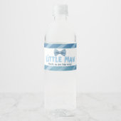 Blue Striped Little Man Baby shower Waterfles Etiket (Voorkant)