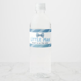 Blue Striped Little Man Baby shower Waterfles Etiket