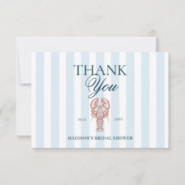 Blue Striped Lobster Theme Bridal Shower Bedankkaart