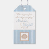 Blue Striped Modern Beach Guest Favor Dank je Cadeaulabel (Voorkant)