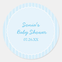 Blue Striped Modern Party Shower Sticker Label