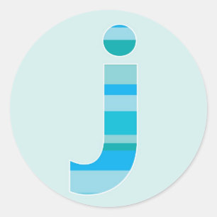 Blue Striped Monogram - Letter J Ronde Sticker