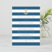 Blue Striped Nautical Rehearsal Dinner Invite Kaart (Staand voorkant)