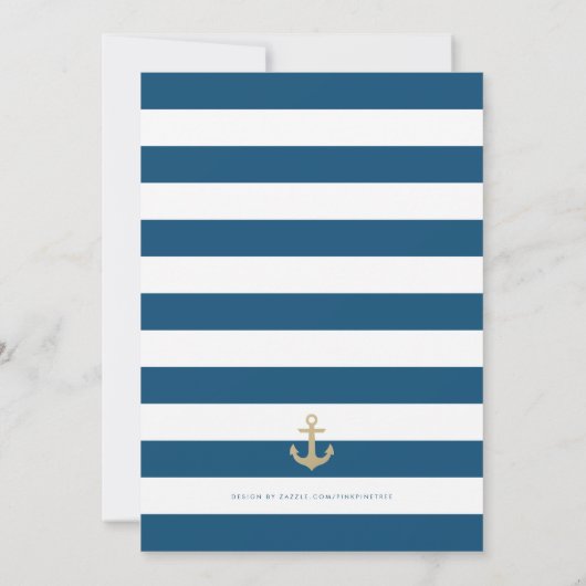 Blue Striped Nautical Rehearsal Dinner Invite Kaart (Achterkant)