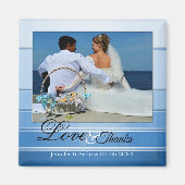 Blue Striped Nautical Wedding Photo Magnet (Voorkant)