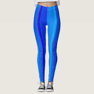 Blue Striped Patroon Leggings