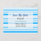 Blue Striped Save the Date Briefkaart (Voorkant)