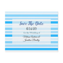 Blue Striped Save the Date Briefkaart