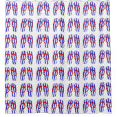 Blue Striped Teenslippers Patroon Douchegordijn (Voorkant)