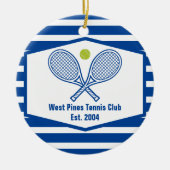 Blue Striped Tennis Custom Country Club Keramisch Ornament (Voorkant)