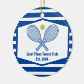 Blue Striped Tennis Custom Country Club Keramisch Ornament (Links)