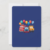 Blue Striped Truck Birthday Theme Invitation Kaart (Achterkant)