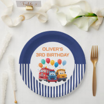 Blue Striped Truck Birthday Theme