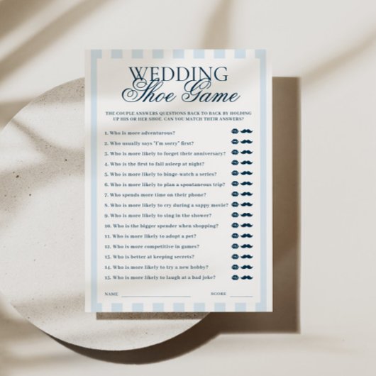 Blue Striped Wedding Show Game Card Kaart