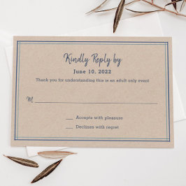 Blue Stripes Adult Only Wedding RSVP-kaart RSVP Kaartje