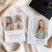 Blue Stripes Aesthetic Graduation Invitation Kaart