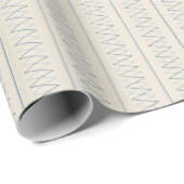 Blue Stripes and Interlocking Zig Zags on Cream Cadeaupapier (Rol Hoek)