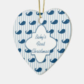 Blue Stripes and Whales Baby's First Kerstcer Keramisch Ornament (Links)