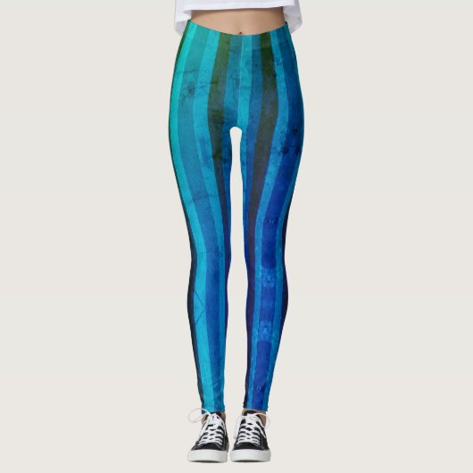 Blue Stripes Aqua Mod Leggings (Voorkant)
