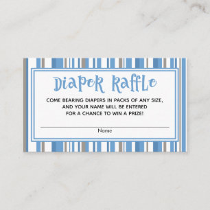 Blue Stripes Baby Boy Douche Luier Raffle Tickets Informatiekaartje