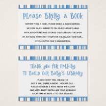 Blue Stripes Baby Boy Shower Book Request Kaart
