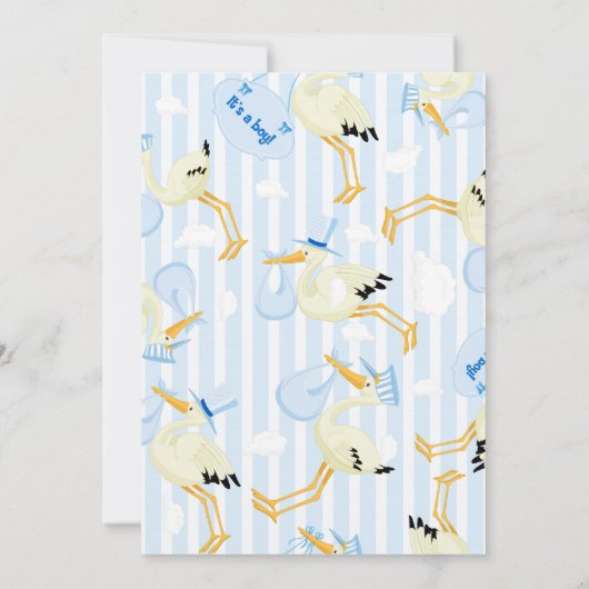 Blue Stripes Baby Boy Shower Kaart (Achterkant)