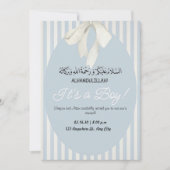 Blue Stripes Baby Jongen Aankondiging Aqiqah Uitno (Voorkant)