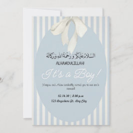 Blue Stripes Baby Jongen Aankondiging Aqiqah Uitno
