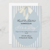 Blue Stripes Baby Jongen Aankondiging Aqiqah Uitno (Voorkant / Achterkant)