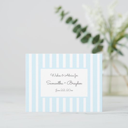 Blue Stripes Baby shower Advies, gebed Advieskaart (Staand voorkant)