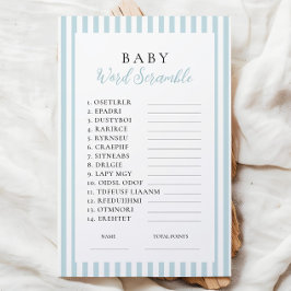 Blue Stripes Baby shower Word Scramble