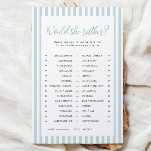 Blue Stripes Baby shower zou ze liever (Creator heeft geüpload)