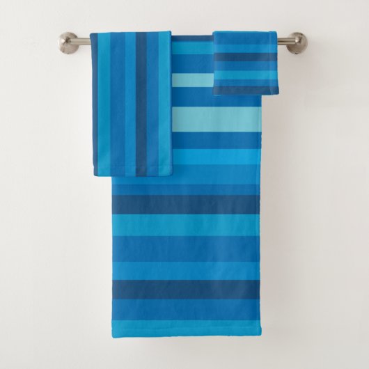 Blue Stripes Bathroom Towel Set Bad Handdoek (Insitu)