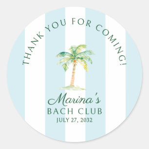 Blue Stripes Beach Club Bruidsbruiloft Dank Je Ronde Sticker