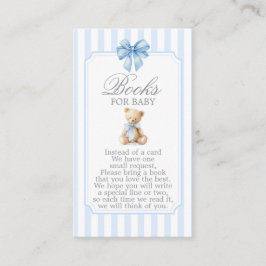 Blue Stripes Bear Baby Shower Boy Books for Baby Informatiekaartje