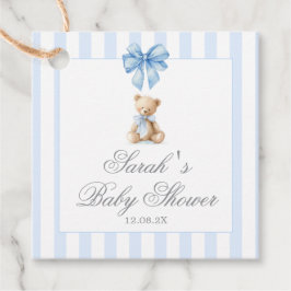 Blue Stripes Bear Baby Shower Favor Tags Bedankjes Labels