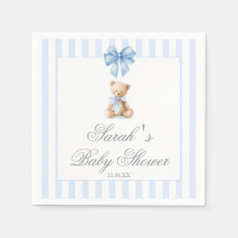 Blue Stripes Bear Baby Shower Servet