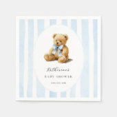 Blue Stripes Bear Baby Shower Welcome Sign Servet (Voorkant)