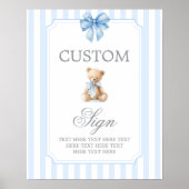 Blue Stripes Bear Customized sign Poster (Voorkant)