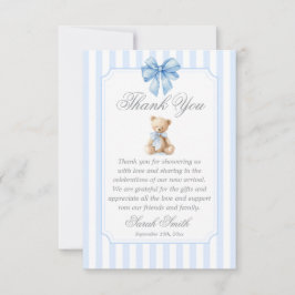 Blue Stripes Bear Grand millennial Bedankkaart