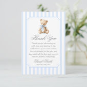 Blue Stripes Bear Grand millennial Bedankkaart (Staand voorkant)