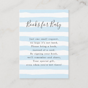 Blue Stripes Books voor Baby, baby shower Informatiekaartje