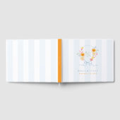 Blue Stripes Bow Crest Monogram Spring Wedding Gastenboek (Volledig)